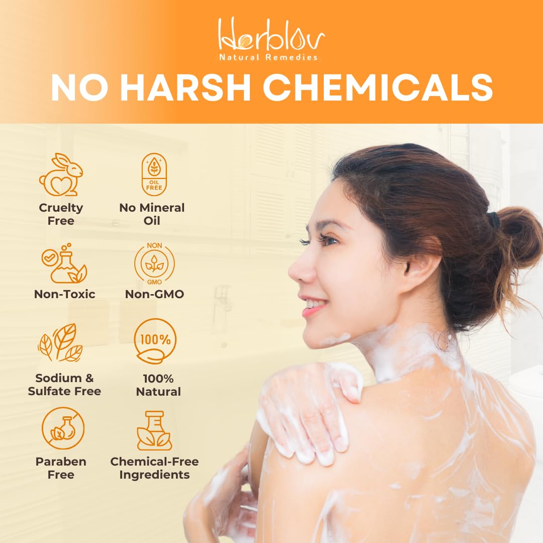 Herblov papaya and turmeric display emphasizing natural ingredients