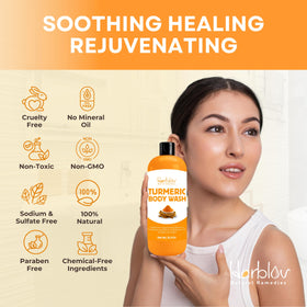 Herblov turmeric powder ingredient shot illustrating natural brightening