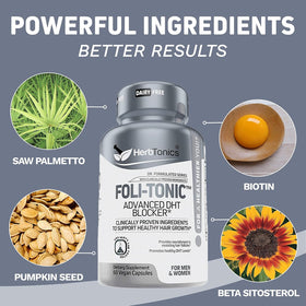 Herbtonics bottle on bathroom counter implying simple integration into routines