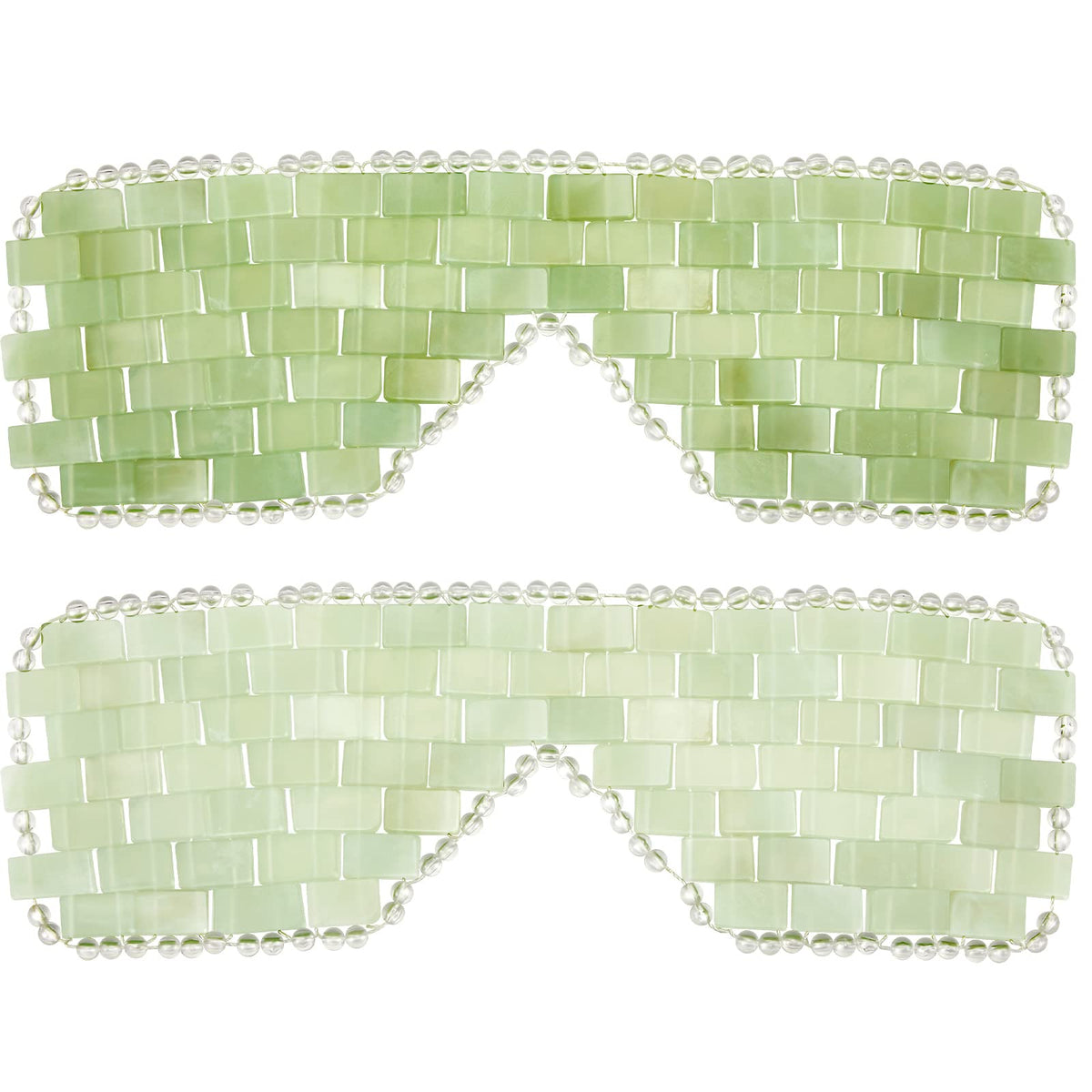 Hercicy jade eye mask front view showing green and white pair and even coverage