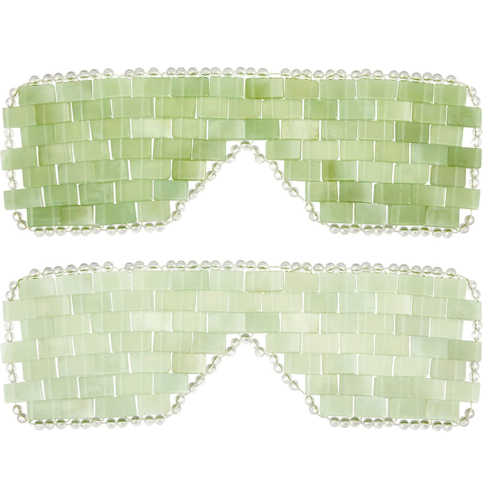 Hercicy jade eye mask front view showing green and white pair and even coverage