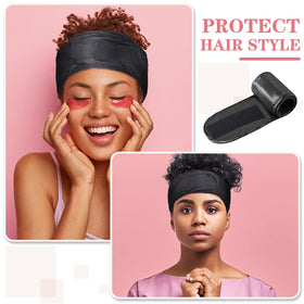 Hercicy headband on bathroom vanity suggesting spa and beauty convenience