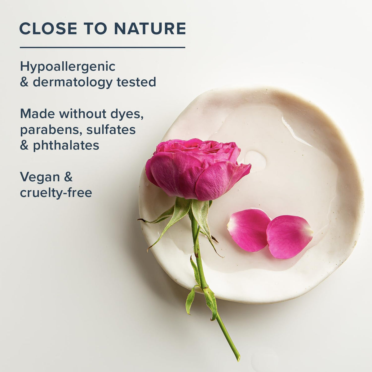 HERITAGE STORE label close-up showing rose complex and squalane ingredient highlights
