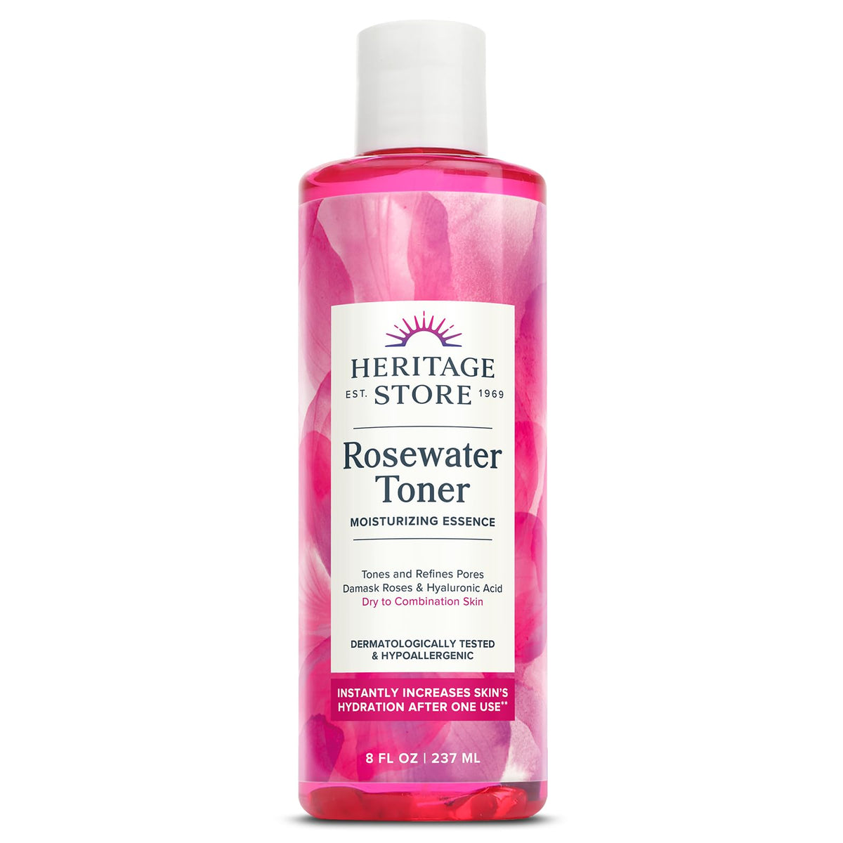 HERITAGE STORE front label showing toner and benefits