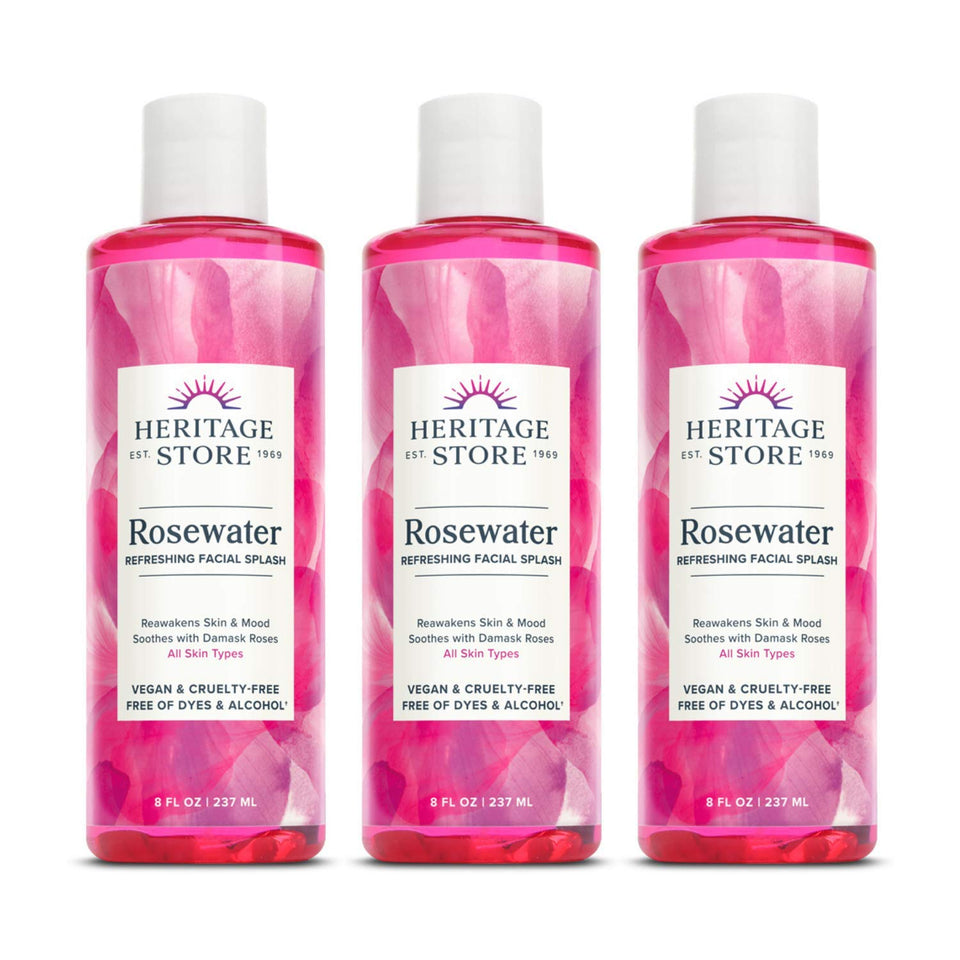 HERITAGE STORE front packaging showing three 8 oz bottles and product clarity benefit
