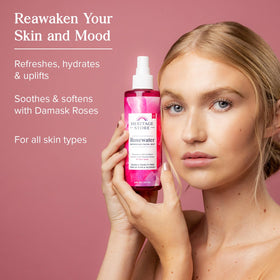 HERITAGE STORE mist spray closeup demonstrating fine hydrating plume