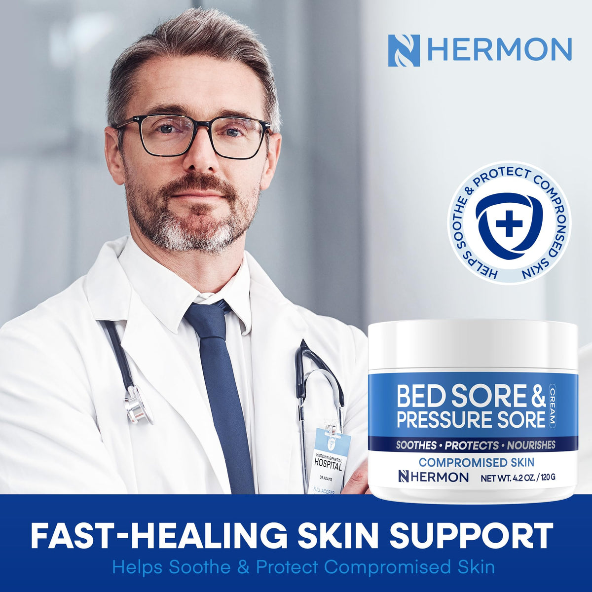 Hermon cream texture close-up highlighting smooth, absorbent formula