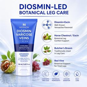 Hermon application on legs demonstrating non-greasy feel benefit
