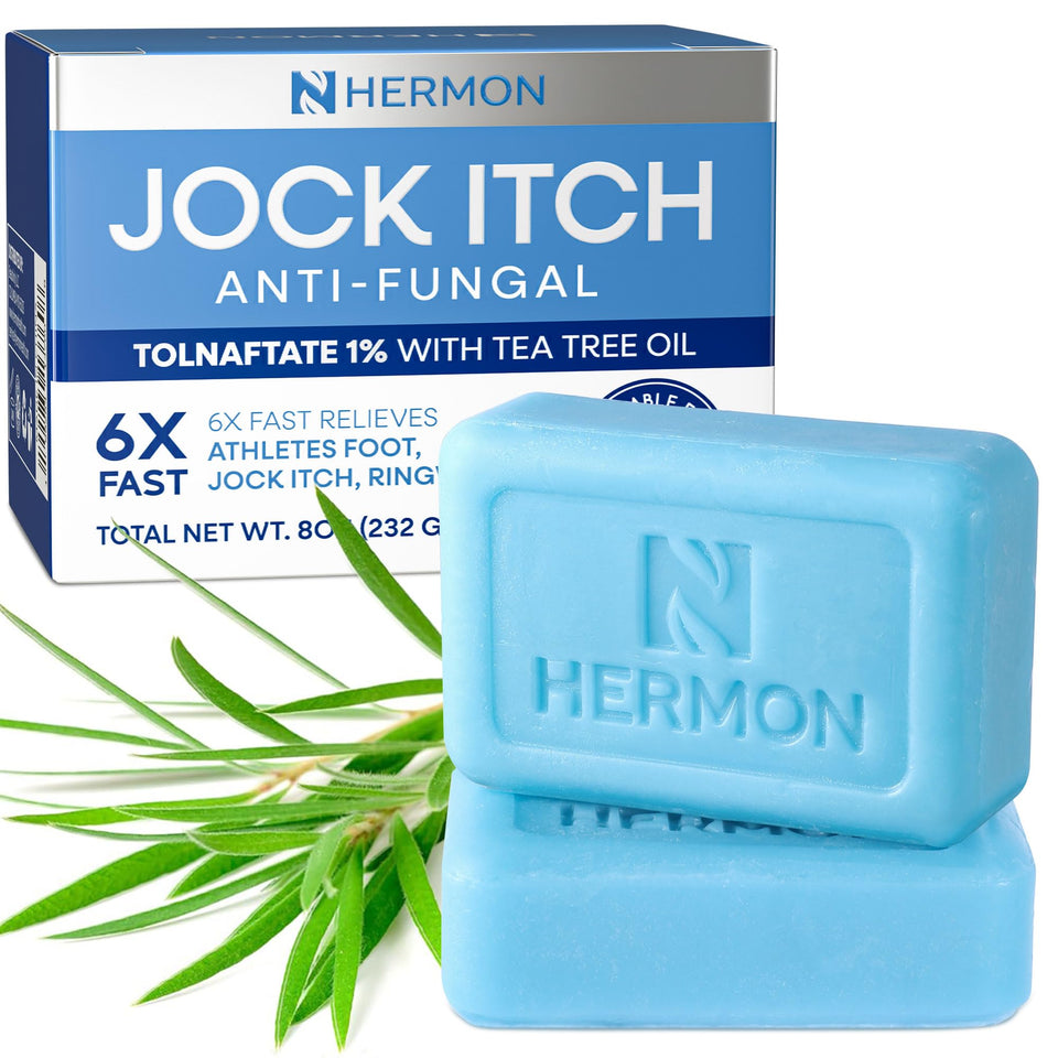 Hermon front packaging showing two antifungal bars and benefits