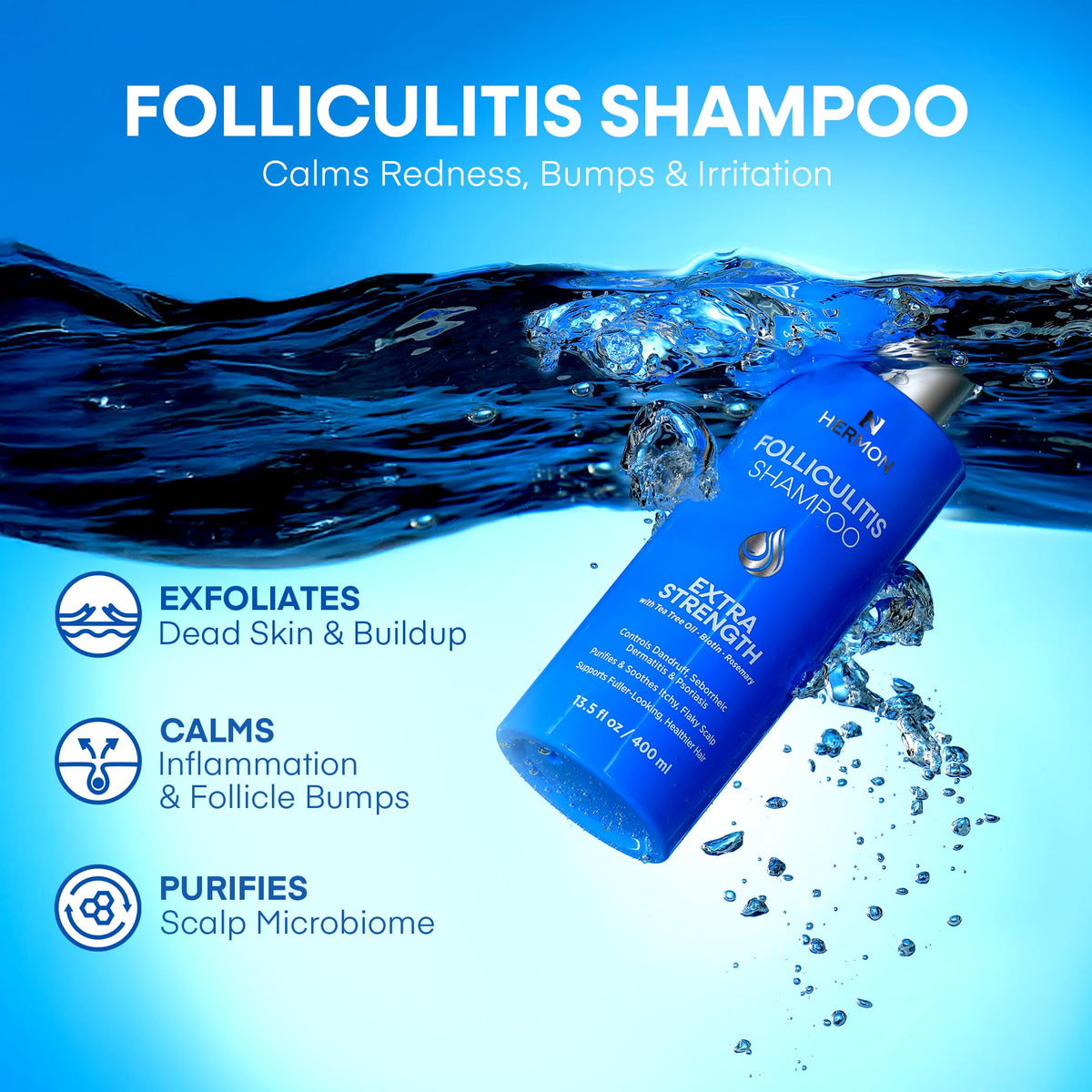 Hermon ingredients list showing active components for targeted scalp relief
