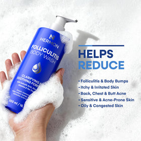 Hermon label close-up highlighting salicylic acid and tea tree oil