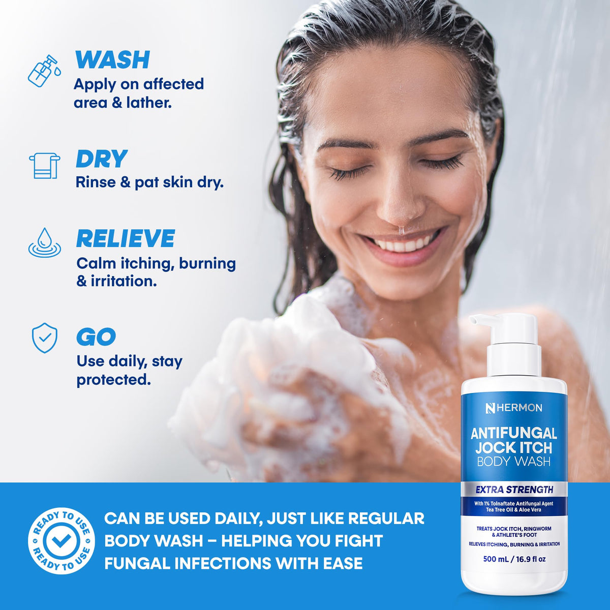 Hermon scale comparison bottle in hand showing product size and convenience