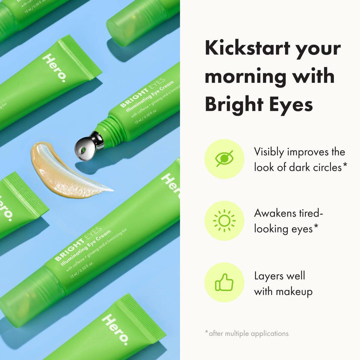 HERO COSMETICS applying product under eye for quick brightening benefit