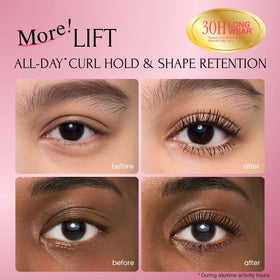 Heroine Make before and after lashes comparison showing noticeable length and volume