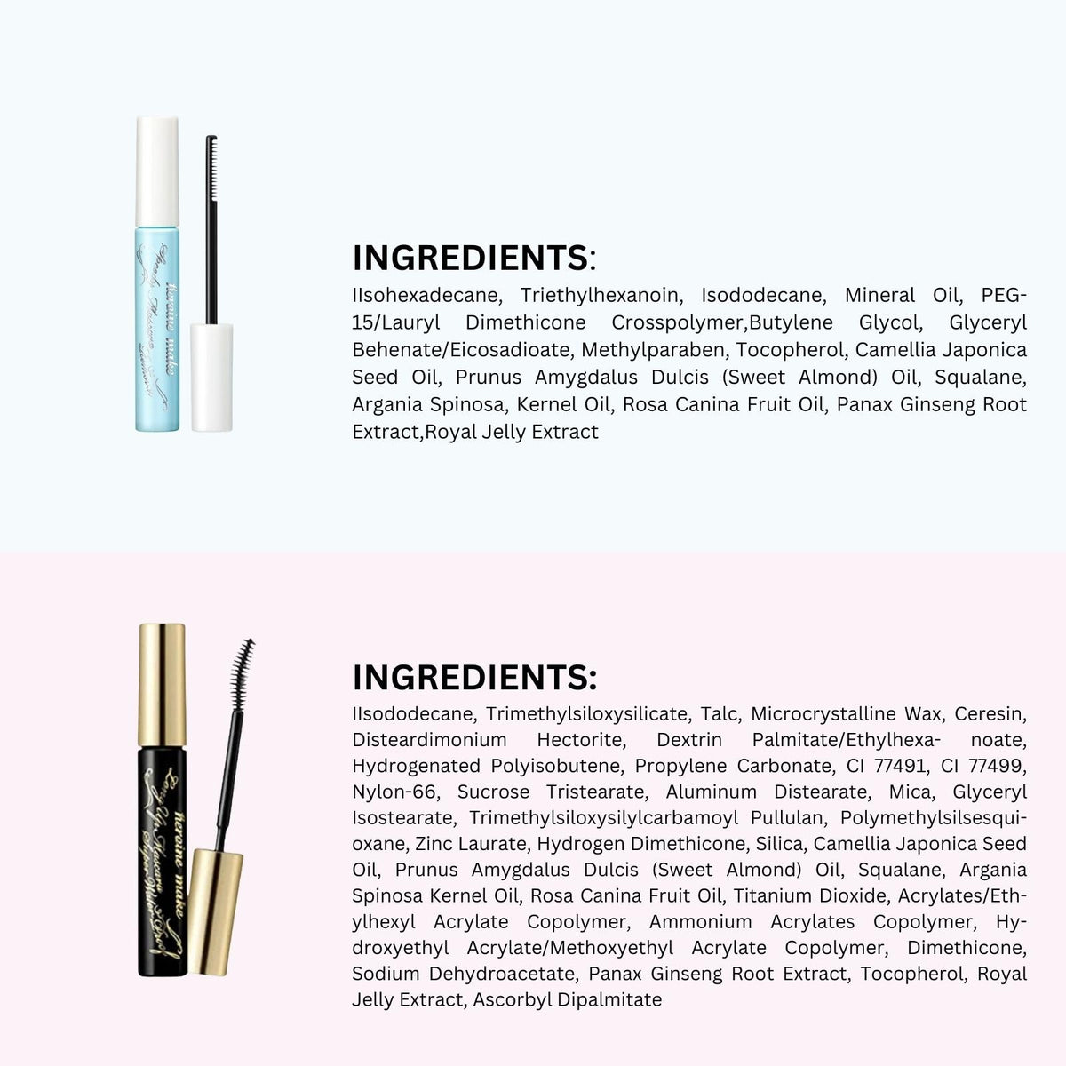 Heroine Make ingredient label detail showcasing product transparency benefit