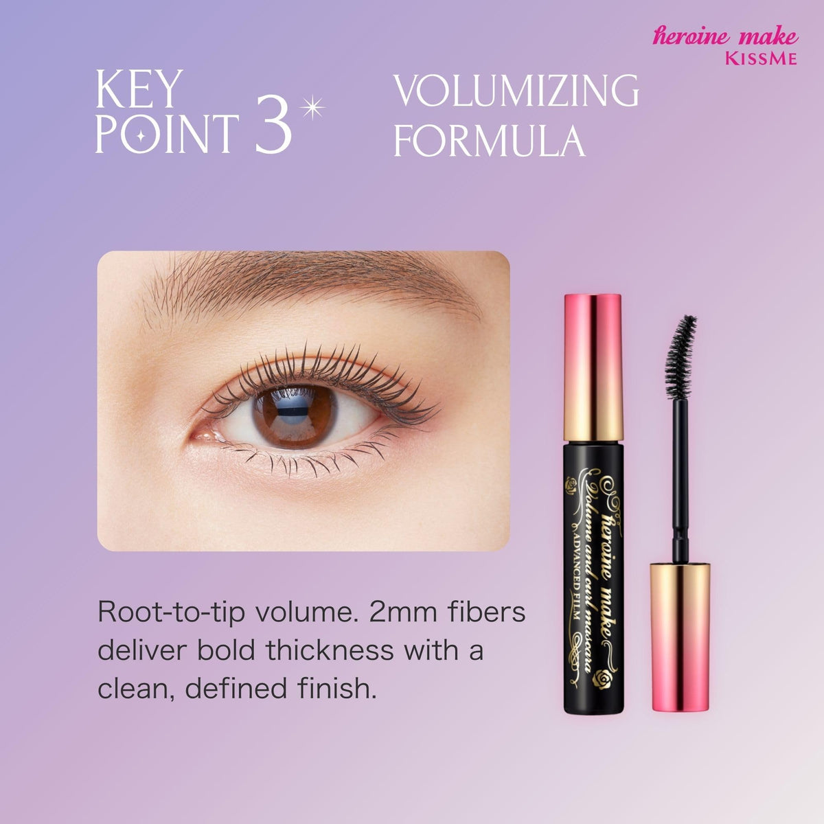Heroine Make before and after lashes demonstrating visible length and lift