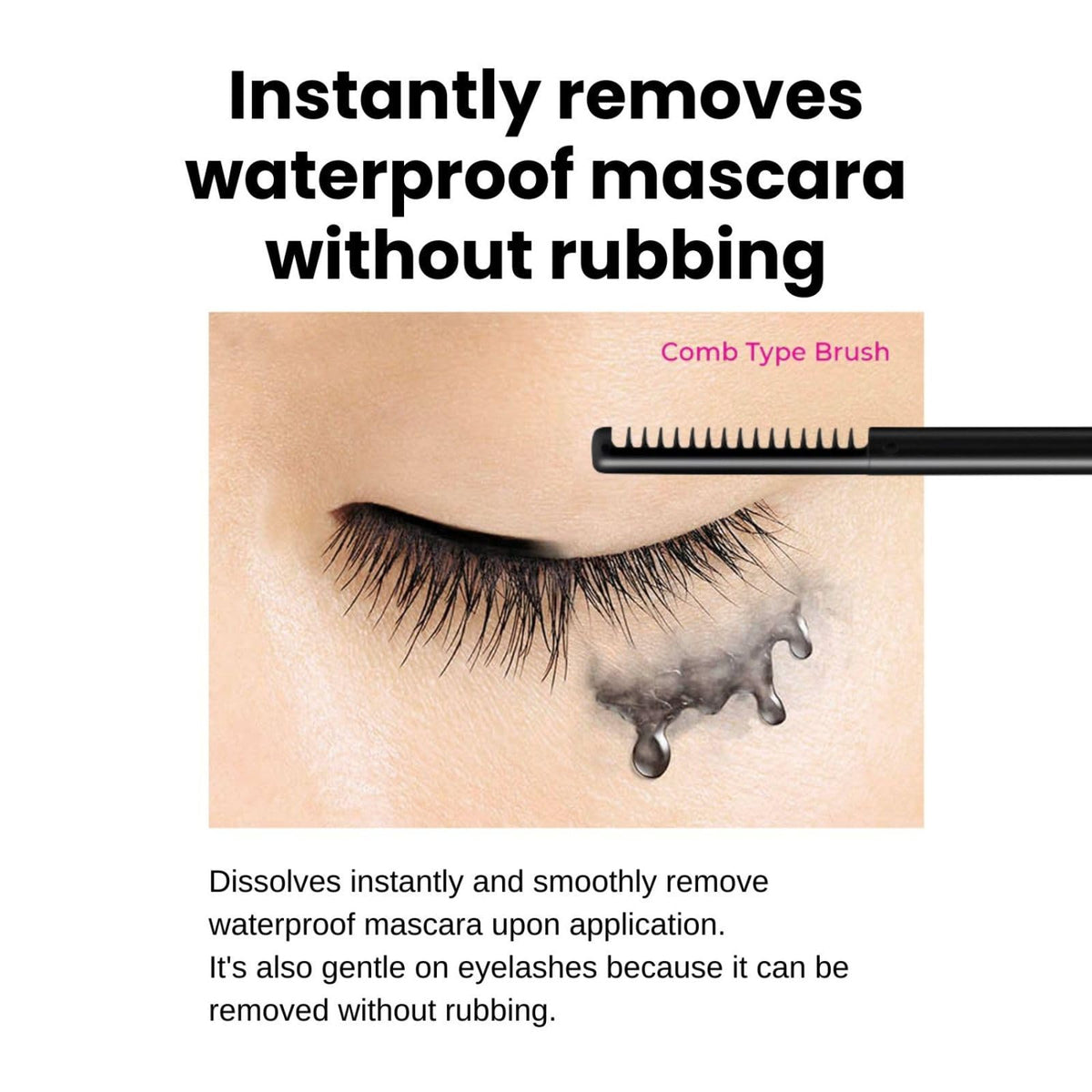 Heroine Make mascara swiped on lashes showing lengthening and separation