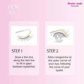 Heroine Make open cap revealing slim ink tip for controlled application