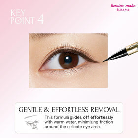 Heroine Make removal with warm water showing gentle take-off for sensitive eyes