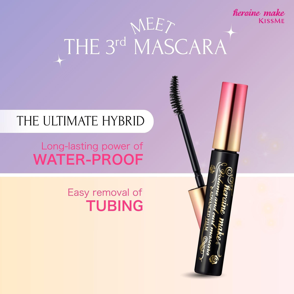 Heroine Make size comparison next to a ruler showing compact travel-friendly benefit