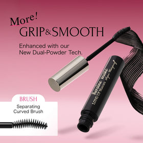 Heroine Make mascara beside coin to show compact travel-friendly size and portability