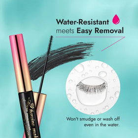 Heroine Make swatch on skin illustrating black tubing finish and intense length
