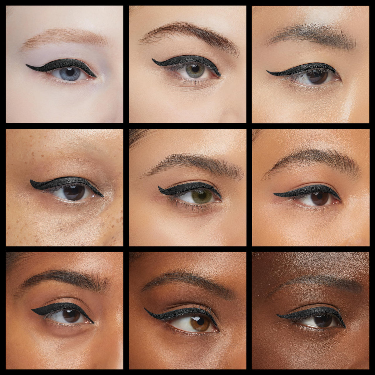 Heroine Make texture swatch on skin demonstrating deep black, high pigment