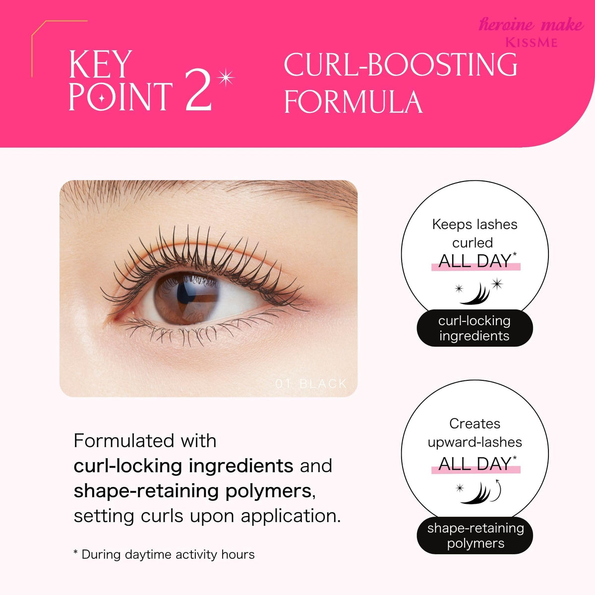 Heroine Make texture swirl of formula illustrating fibers and smooth application
