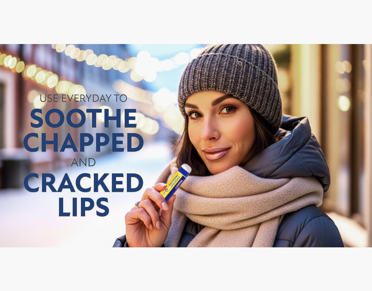 Herpecin-L application detail on lips for targeted relief