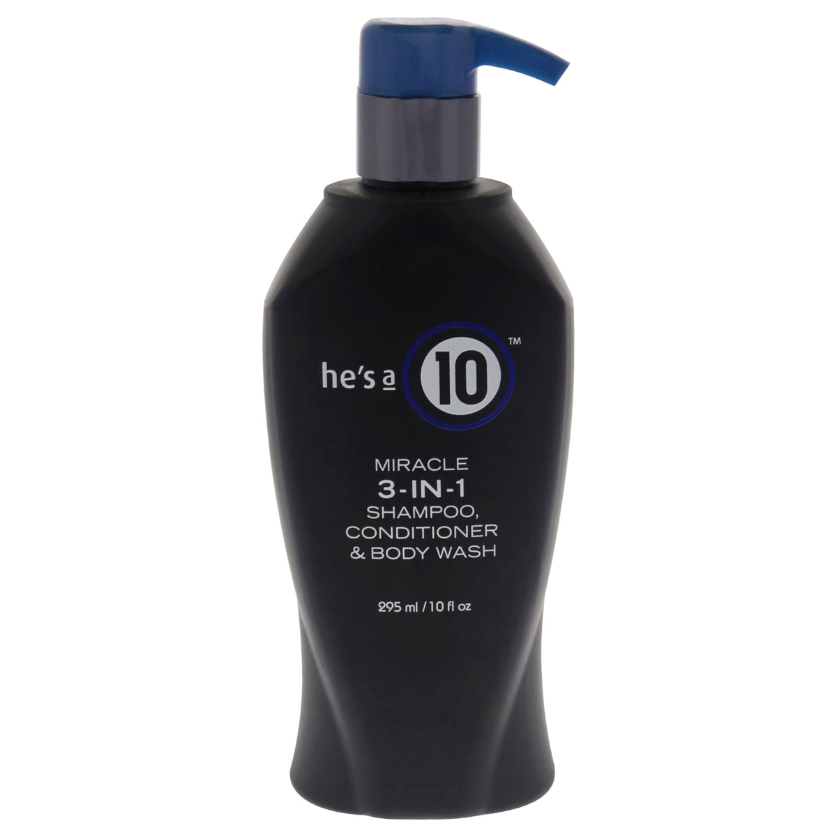 It's a 10 front bottle showing product label and travel-ready size benefit