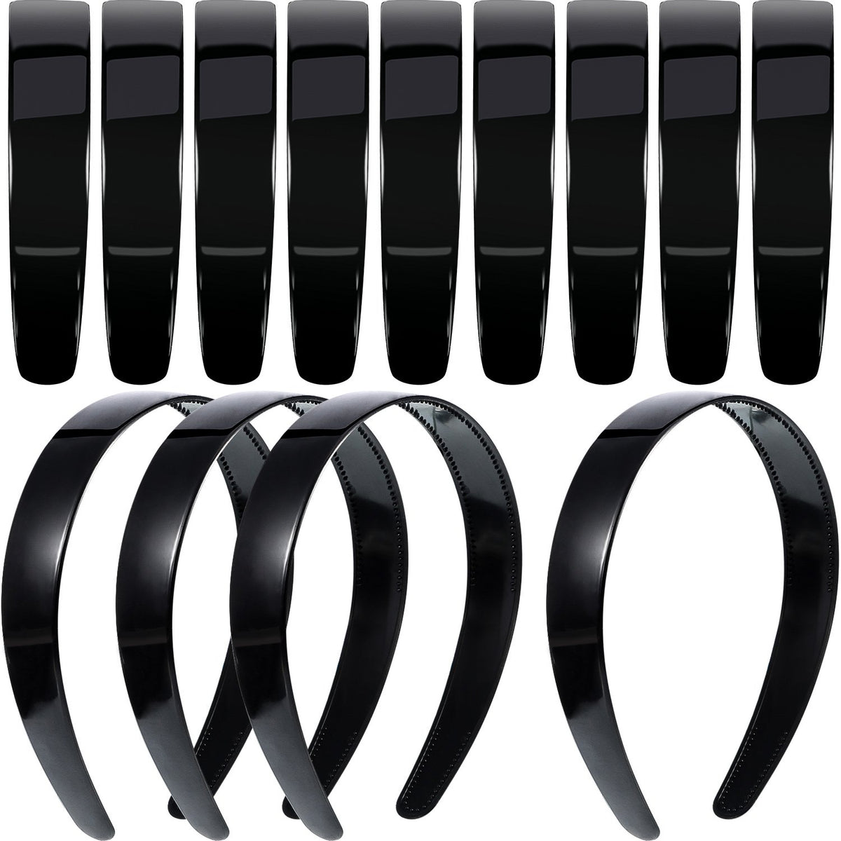 HESTYA black headbands front view showing pack quantity and simple design benefits