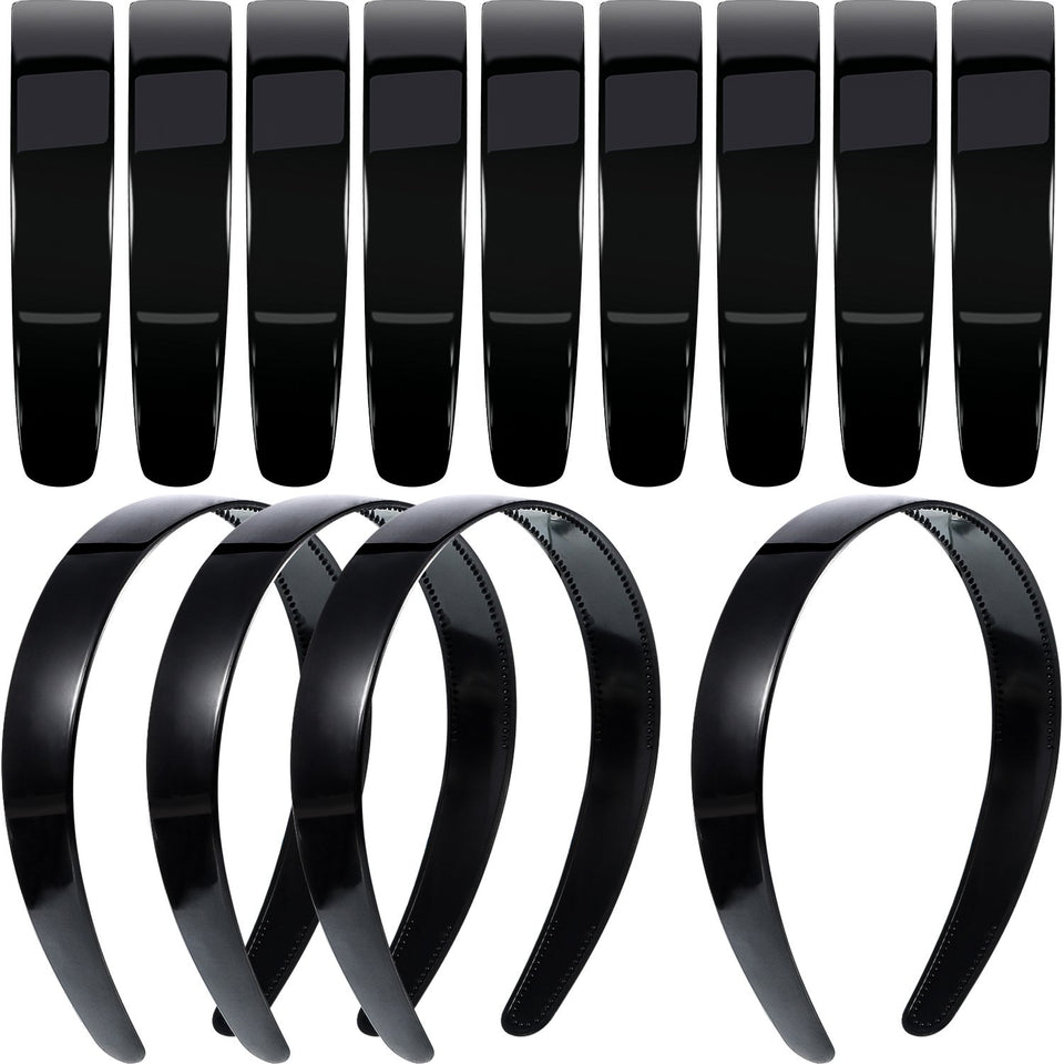 HESTYA black headbands front view showing pack quantity and simple design benefits