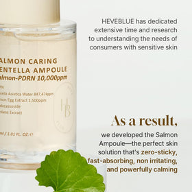 HEVEBLUE bottle styled on vanity suggesting daily routine calming and barrier care