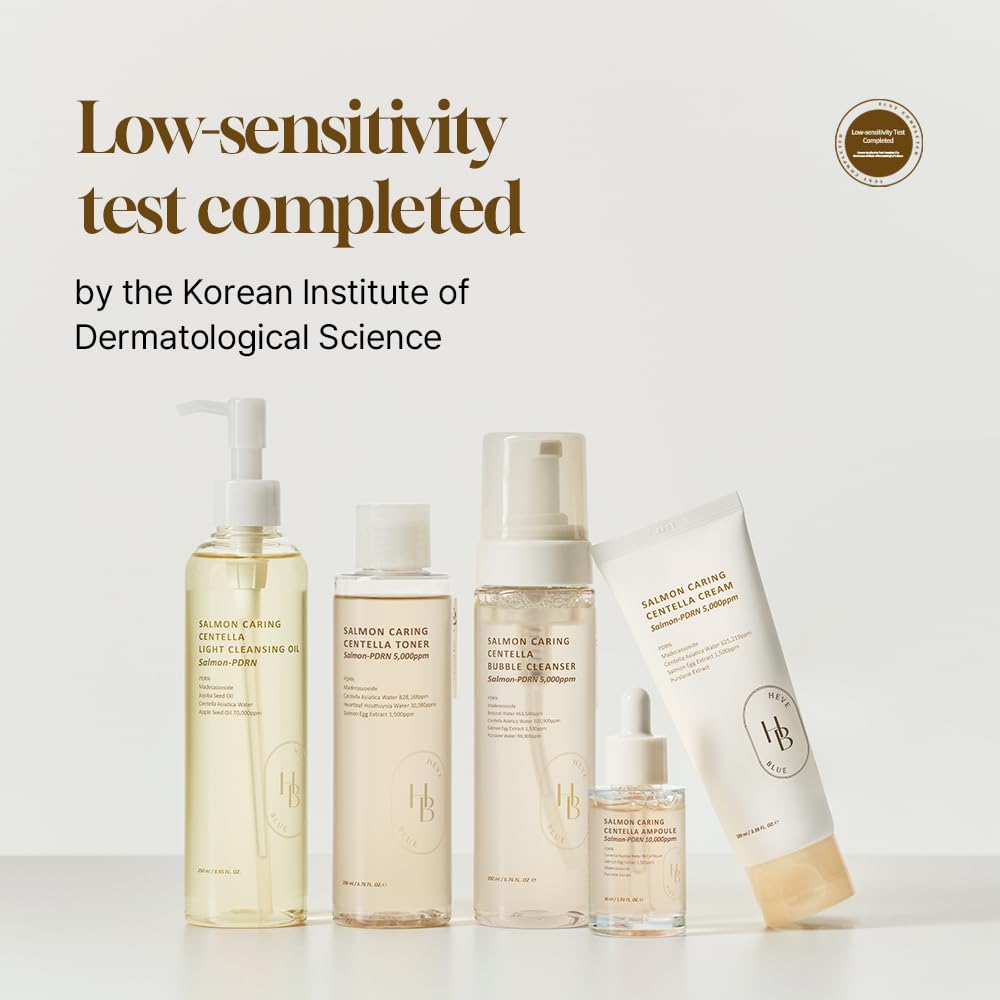 HEVEBLUE clinical test certificate flatlay indicating verified low-irritation benefit