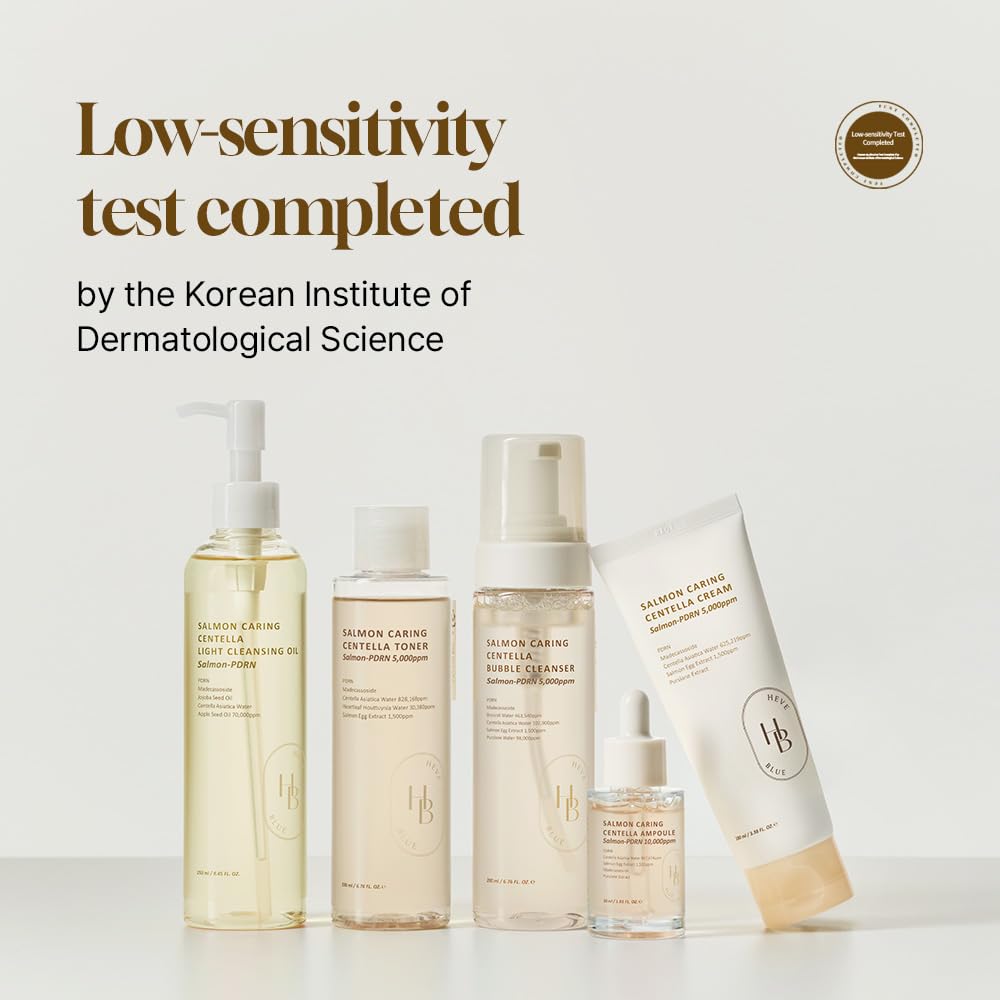 HEVEBLUE on bathroom vanity lifestyle scene, suggests daily routine benefit