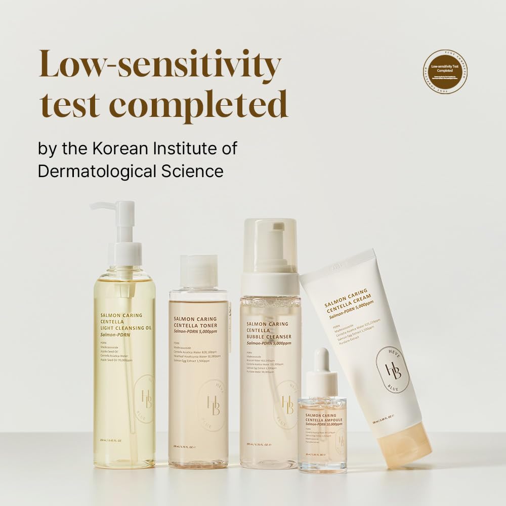 HEVEBLUE cream on bathroom shelf in skincare routine setting