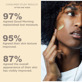 Hey Honey pump dispensing serum drop demonstrating effortless morning application