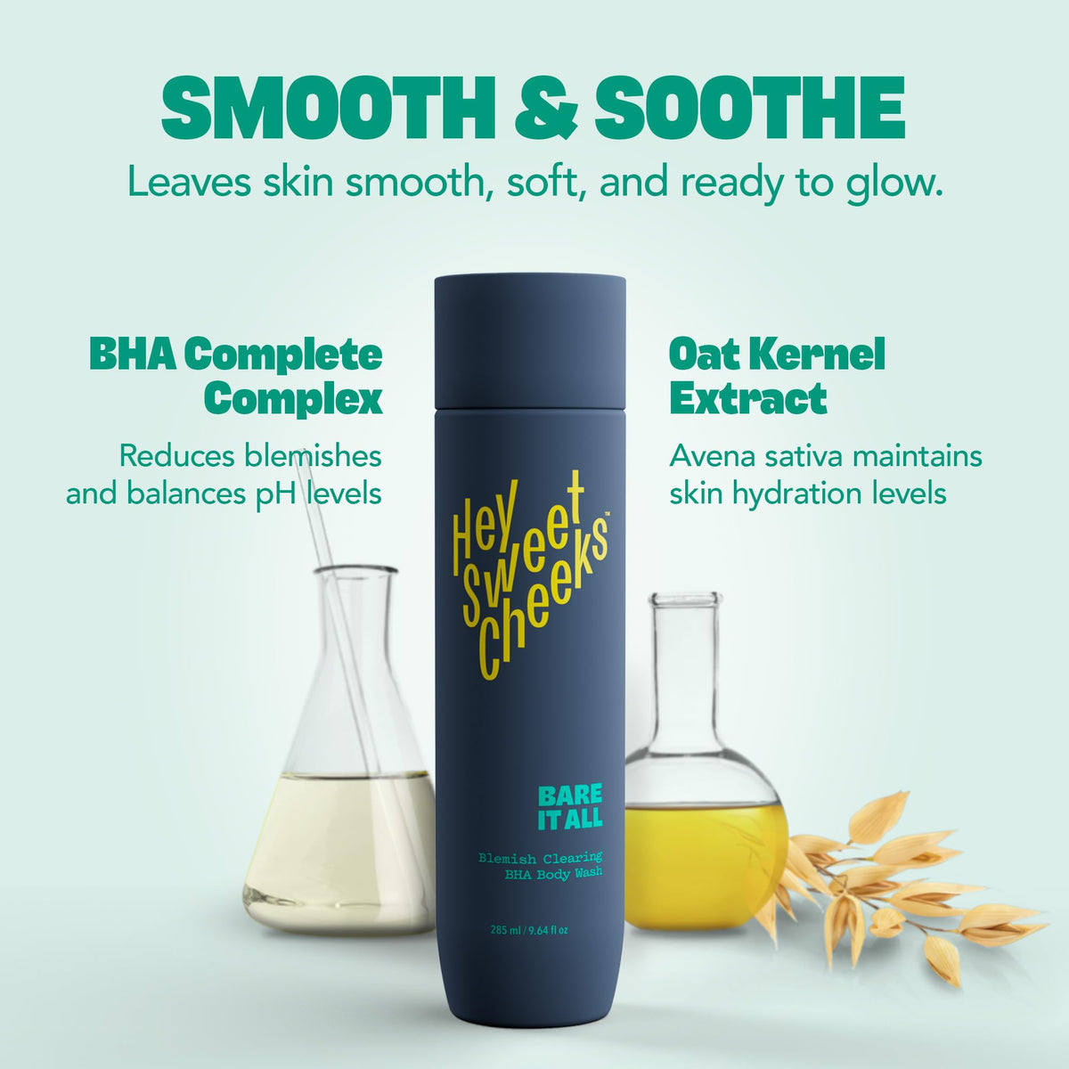 HEY SWEET CHEEKS oat milk ingredient close-up calming hydration