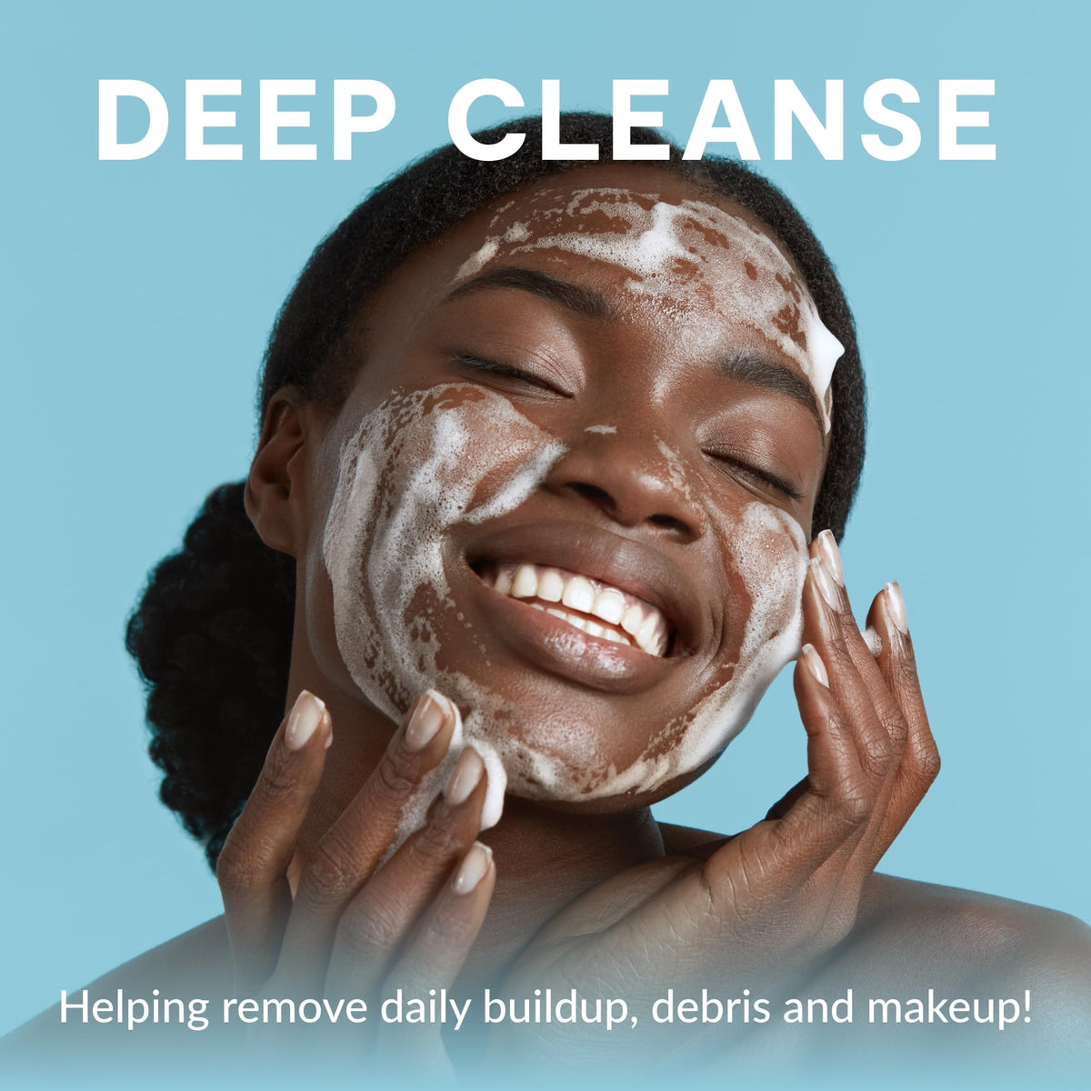 Heyedrate pump dispensing rich foam for gentle eyelid cleansing benefit