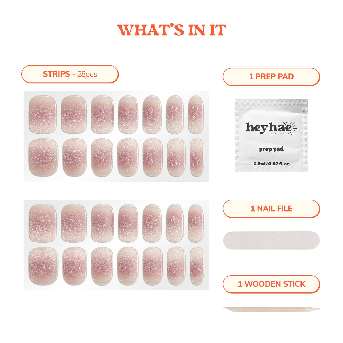 heyhae hand applying strip demonstrating quick easy at-home manicure