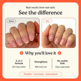 heyhae application on nail demonstrating strengthening and instant matte effect