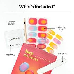 heyhae included tools displayed: prep pad, file, wooden stick for convenience