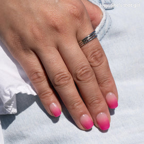 heyhae applied on a hand demonstrating fit and instant polished look benefit