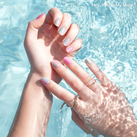 heyhae macro of cured glossy nail surface showing salon-quality shine and durability