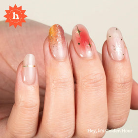 heyhae close-up of ombré and gold glitter detail offering high-shine finish