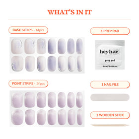 heyhae kit contents laid out with file and stick, shows complete set benefit