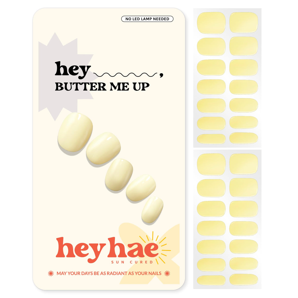 heyhae front packaging showing buttery yellow shade and kit benefits
