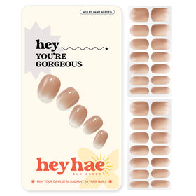 heyhae front packaging showing ombré nude strips and kit benefits