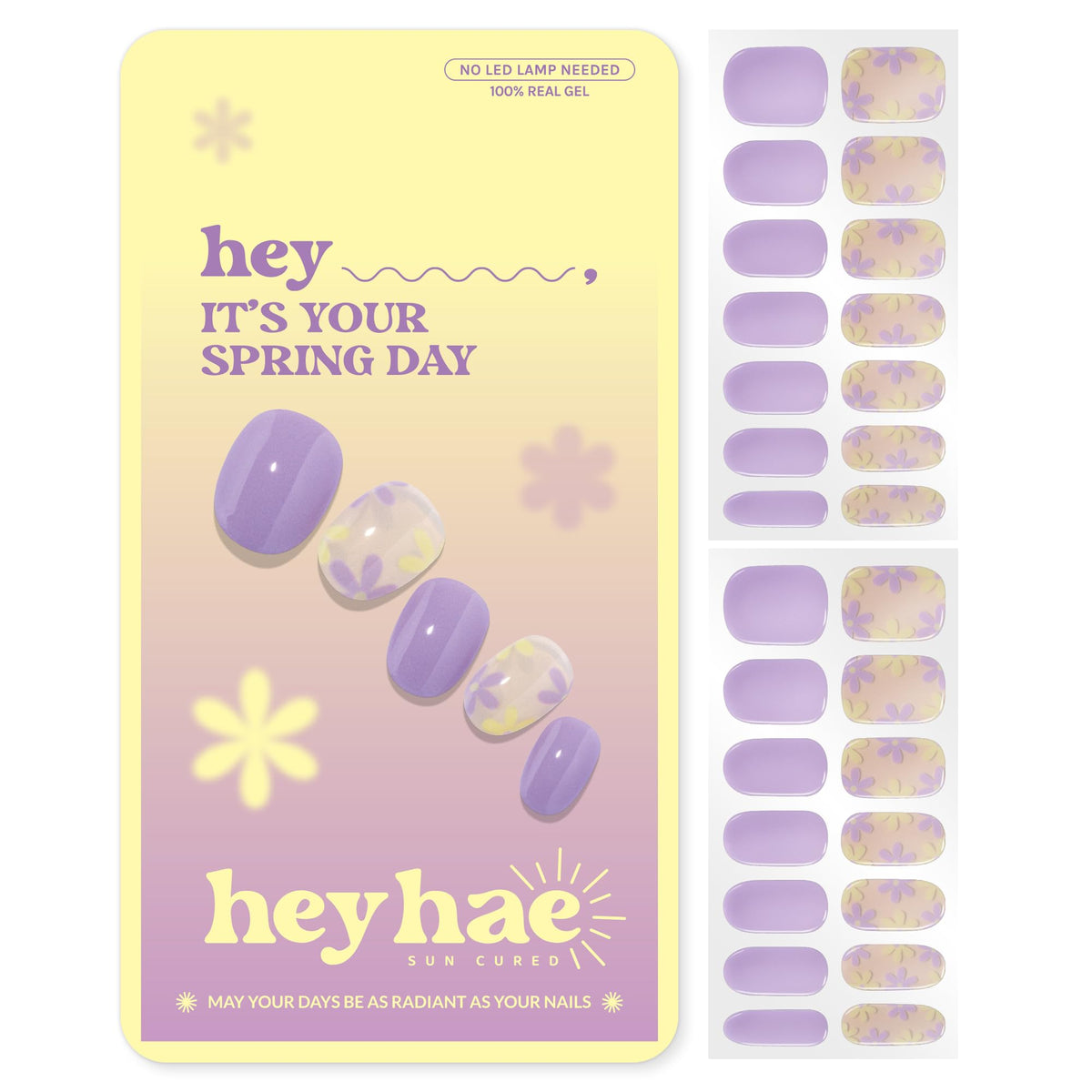 heyhae front packaging showing purple floral design and kit contents for easy application