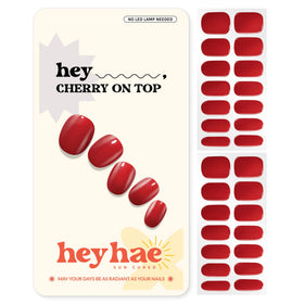 heyhae front packaging displaying cherry red strips and tools, shows complete kit